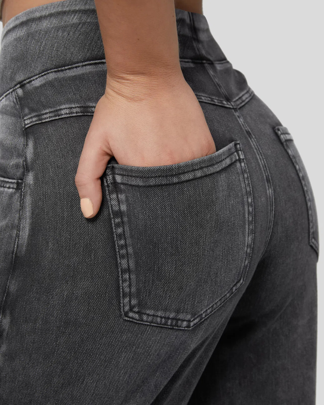 Calcas de Ganga Largas de Cintura Alta com Varios Bolsos para Mulher