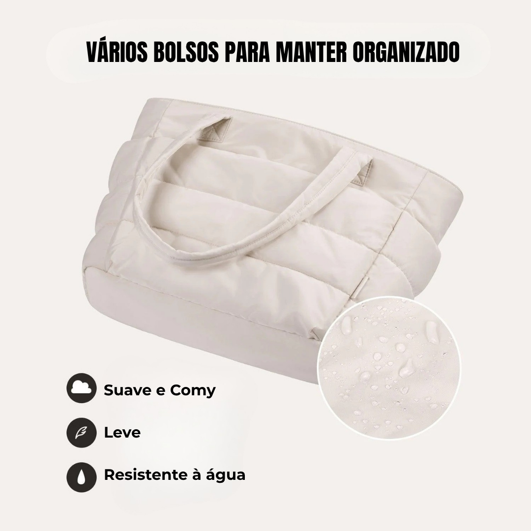 Bolsa Grande acolchoada com pegas longas e design minimalista