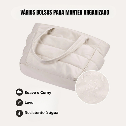 Bolsa Grande acolchoada com pegas longas e design minimalista