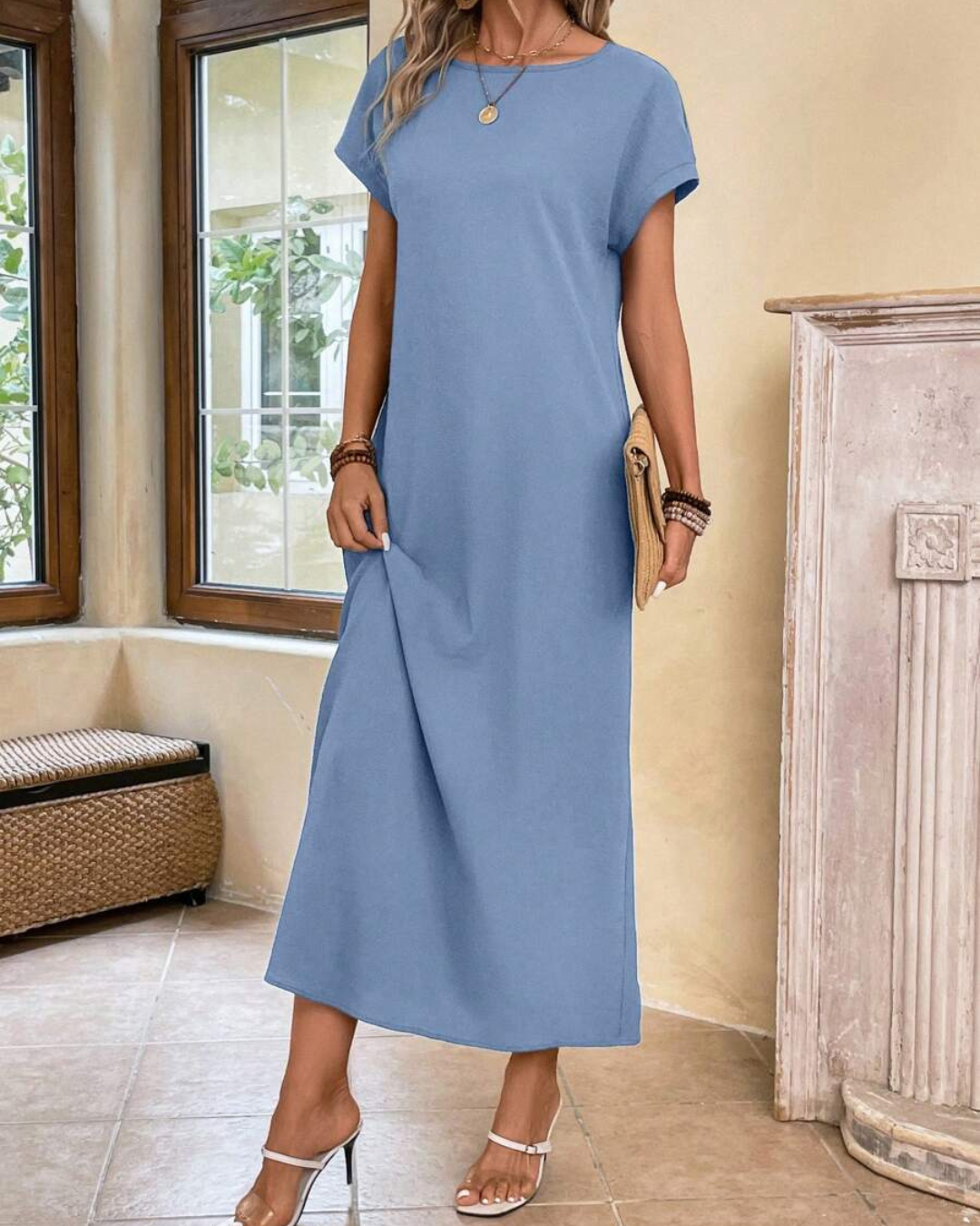 Vestido Comprido de Mulher, Largo e Sem Rugas