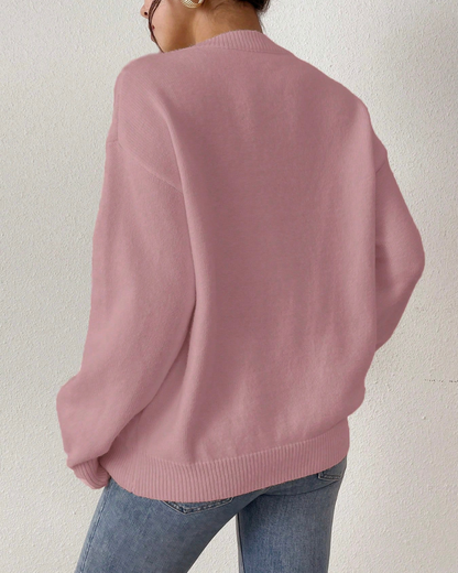 Camisola de Gola Redonda com Ombros Descaídos em Design Clássico de Coração