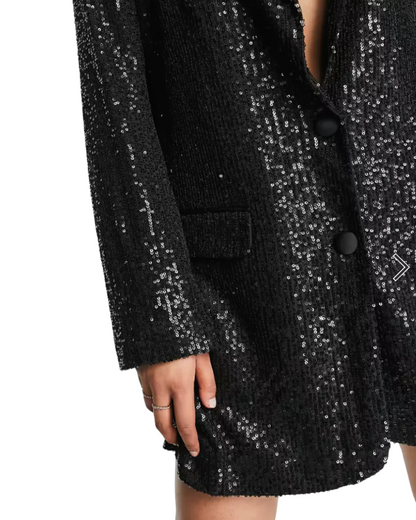 Blazer Elegante com Brilhos Longo para Mulher