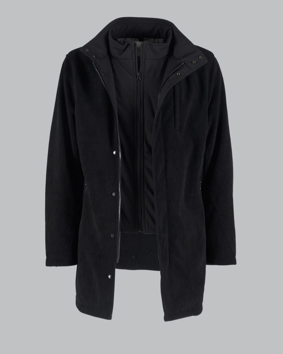 Casaco de Bombazina com Forro Acolchoado e Fecho de Correr