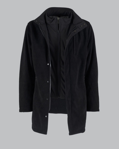 Casaco de Bombazina com Forro Acolchoado e Fecho de Correr