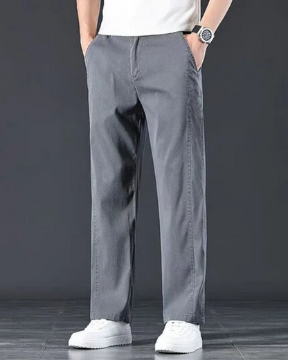 Calças Rectas Casuais com Bolsos para Homem