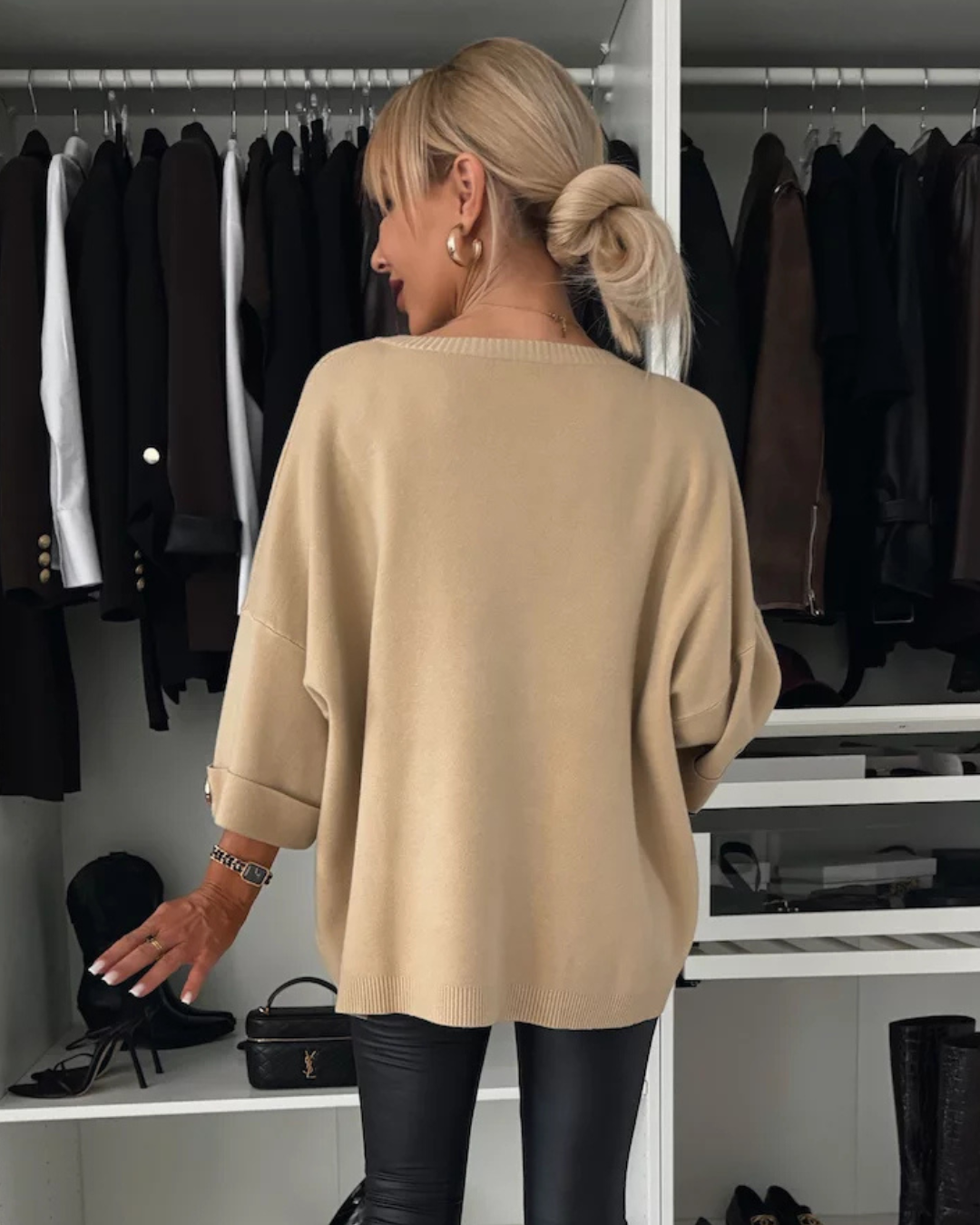 Camisola folgada com mangas largas para mulher