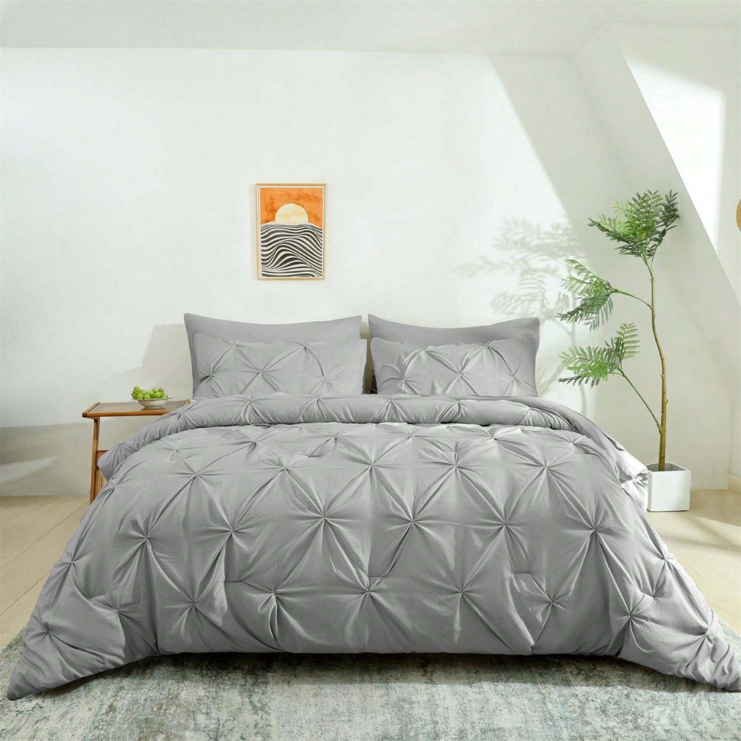 Conjunto Completo de Roupa de Cama Acolchoada com Design Texturado