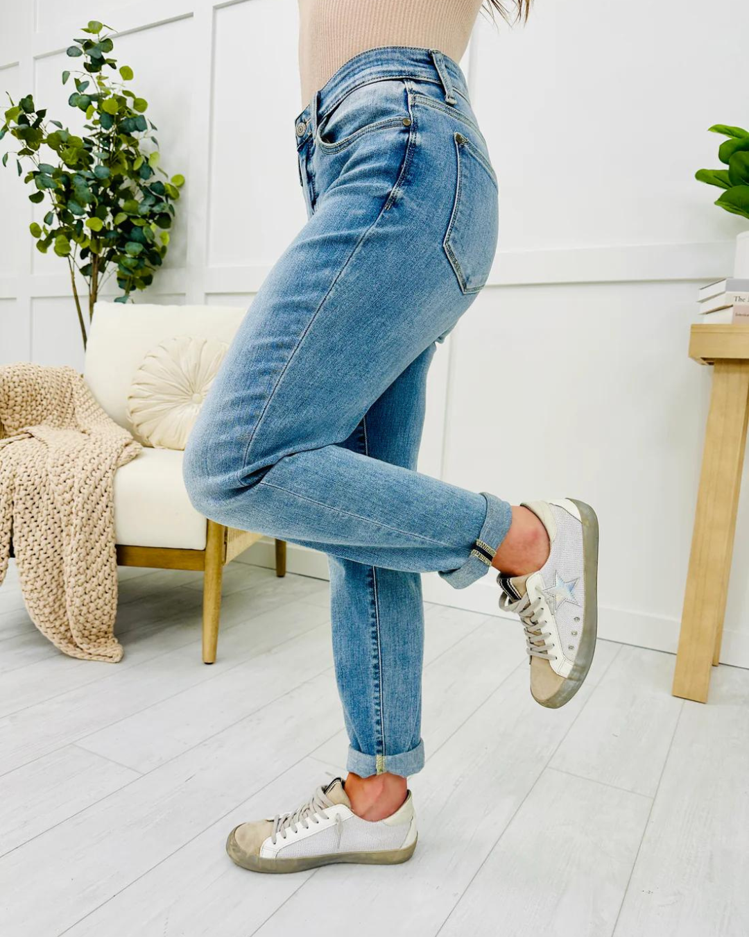 Calças de ganga de cintura média