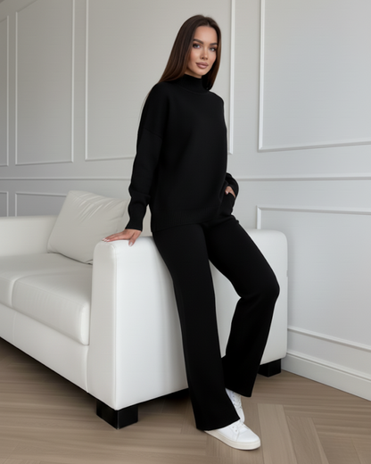 Conjunto desportivo feminino de manga comprida e gola alta