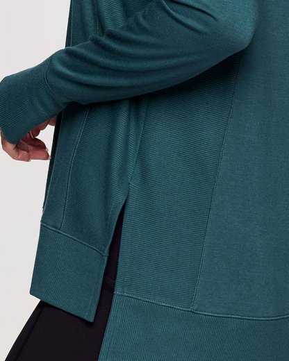 Camisola de Manga Comprida com Gola Redonda e Corte Largo para Mulher