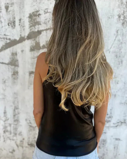 Camisola Sem Mangas Metálica Brilhante para Mulher