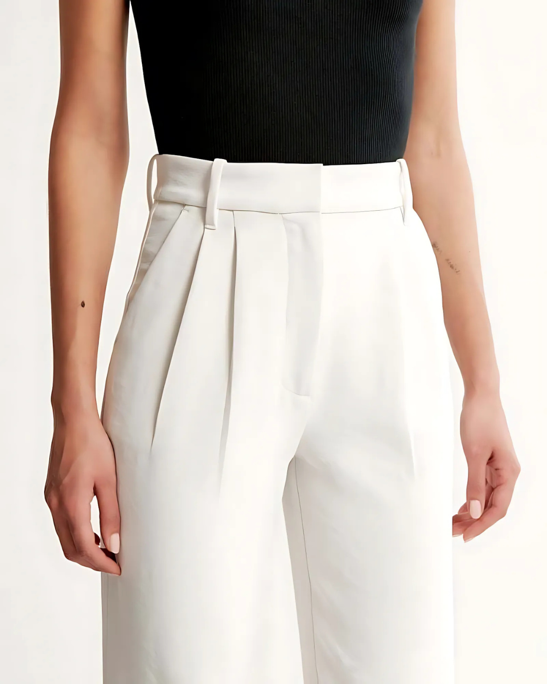 Calças de Tecido Premium Leves com Corte Justo e Perna Larga para Mulher