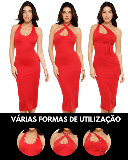 Vestido com 3 Estilos em 1 com Decote e Ajuste Perfeito para Mulher