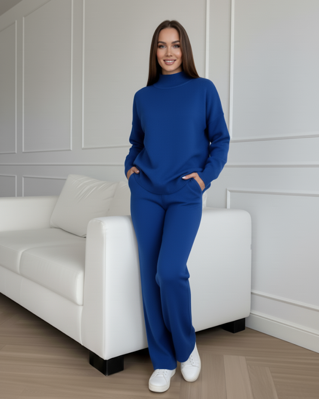 Conjunto desportivo feminino de manga comprida e gola alta