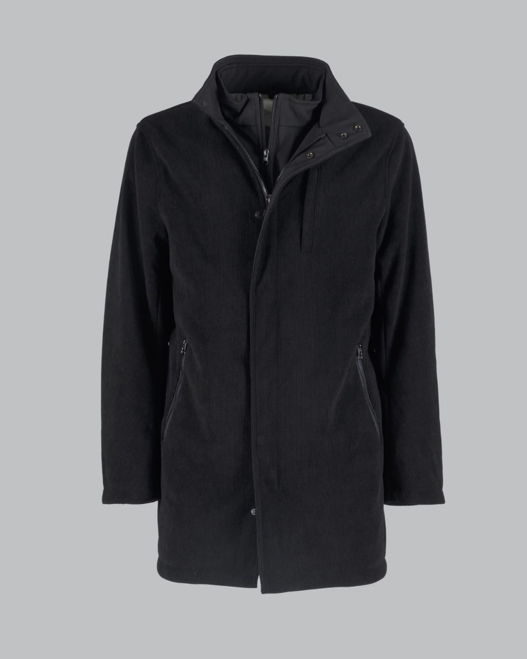 Casaco de Bombazina com Forro Acolchoado e Fecho de Correr