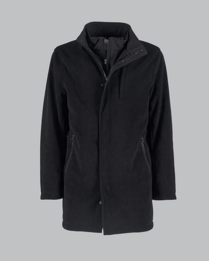 Casaco de Bombazina com Forro Acolchoado e Fecho de Correr