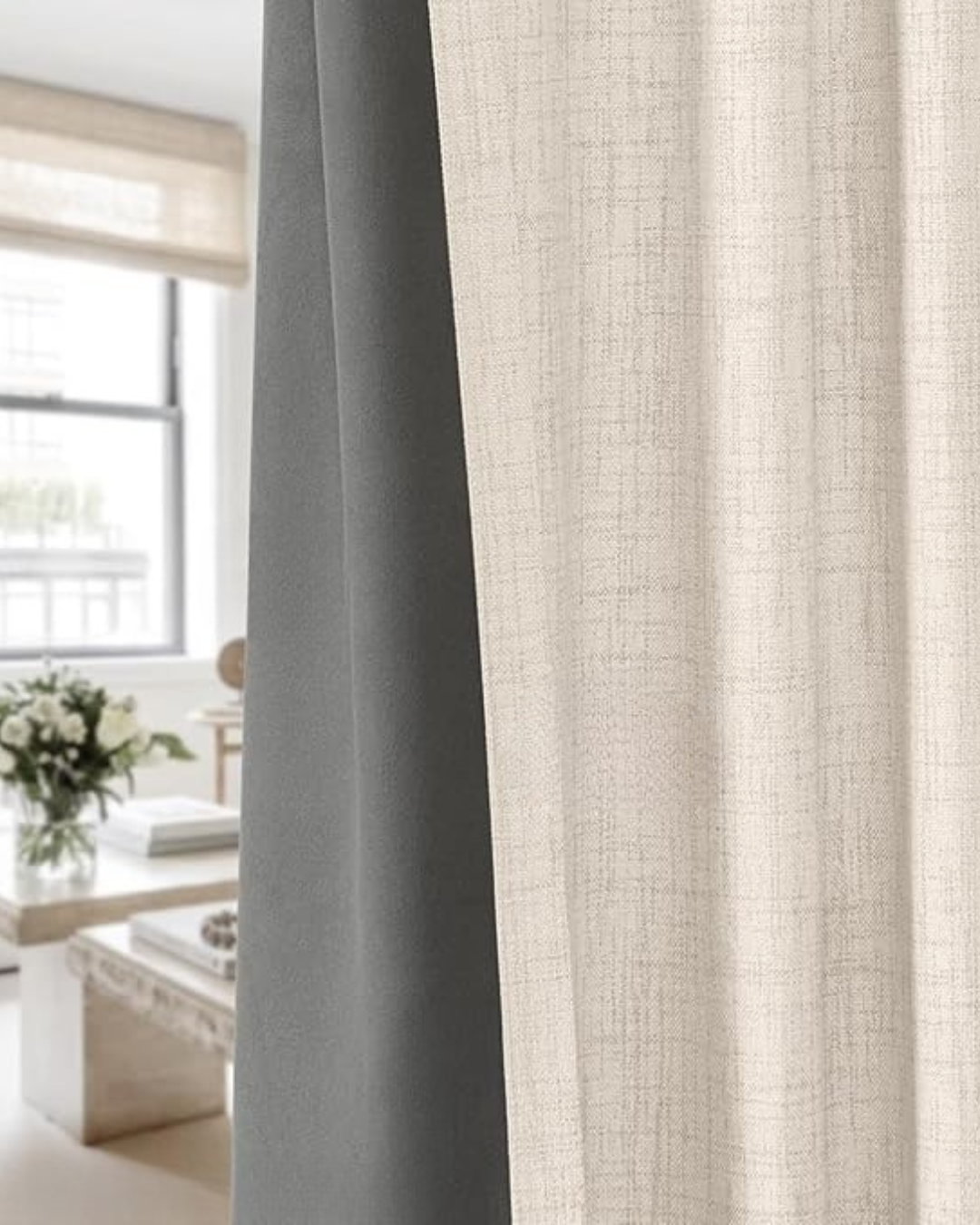 Cortina Dupla de Camada com Bloqueio de Luz (Dimensões 213 cm de comprimento x 132 cm de largura)