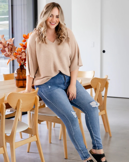 Blusa de Malha Casual de Ajuste Confortável com Mangas Largas