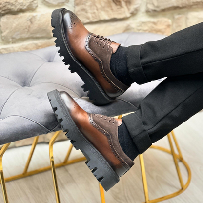 Sapatos Casuais Clássicos de Couro Genuíno e Camurça para Homem©