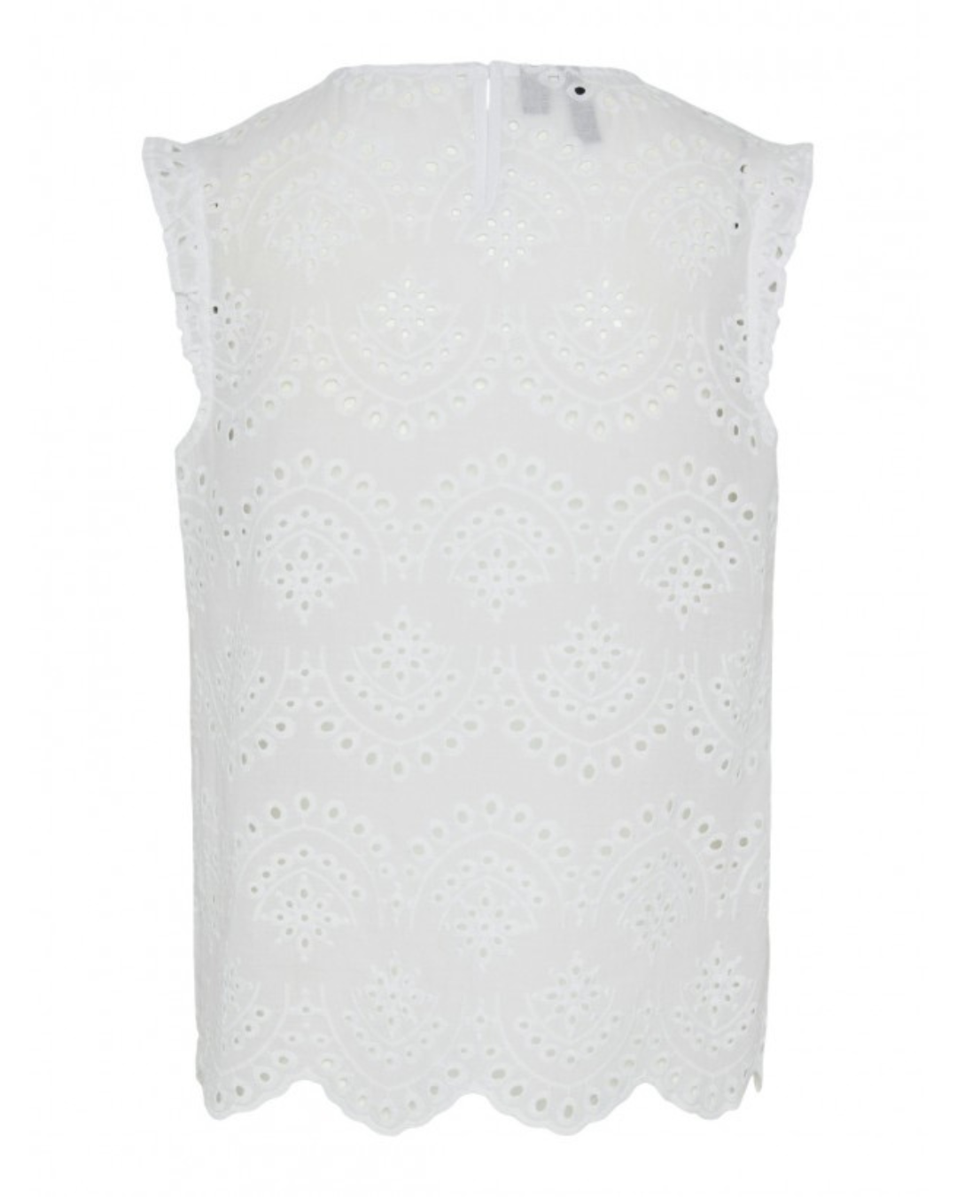 Blusa Bordada com Design Aberto e Pormenor de Folhos para Mulher