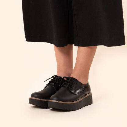 Sapatos de Plataforma Casuais para Mulher com Atacadores e Design Texturado