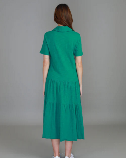 Vestido Comprido com Gola de Camisa e Estilo Solto