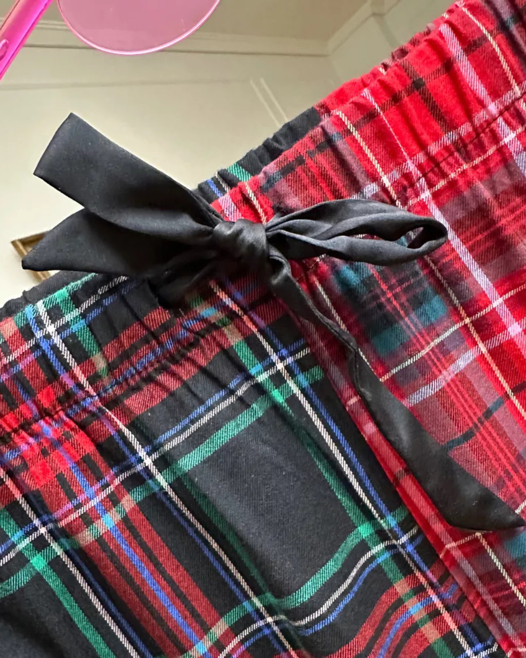 Pijama Xadrez de Natal com Camisa de Manga Comprida e Calças