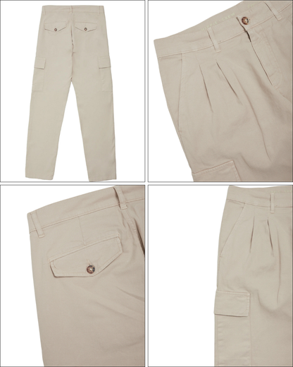 Calças Cargo de Linho de Algodão para Homem