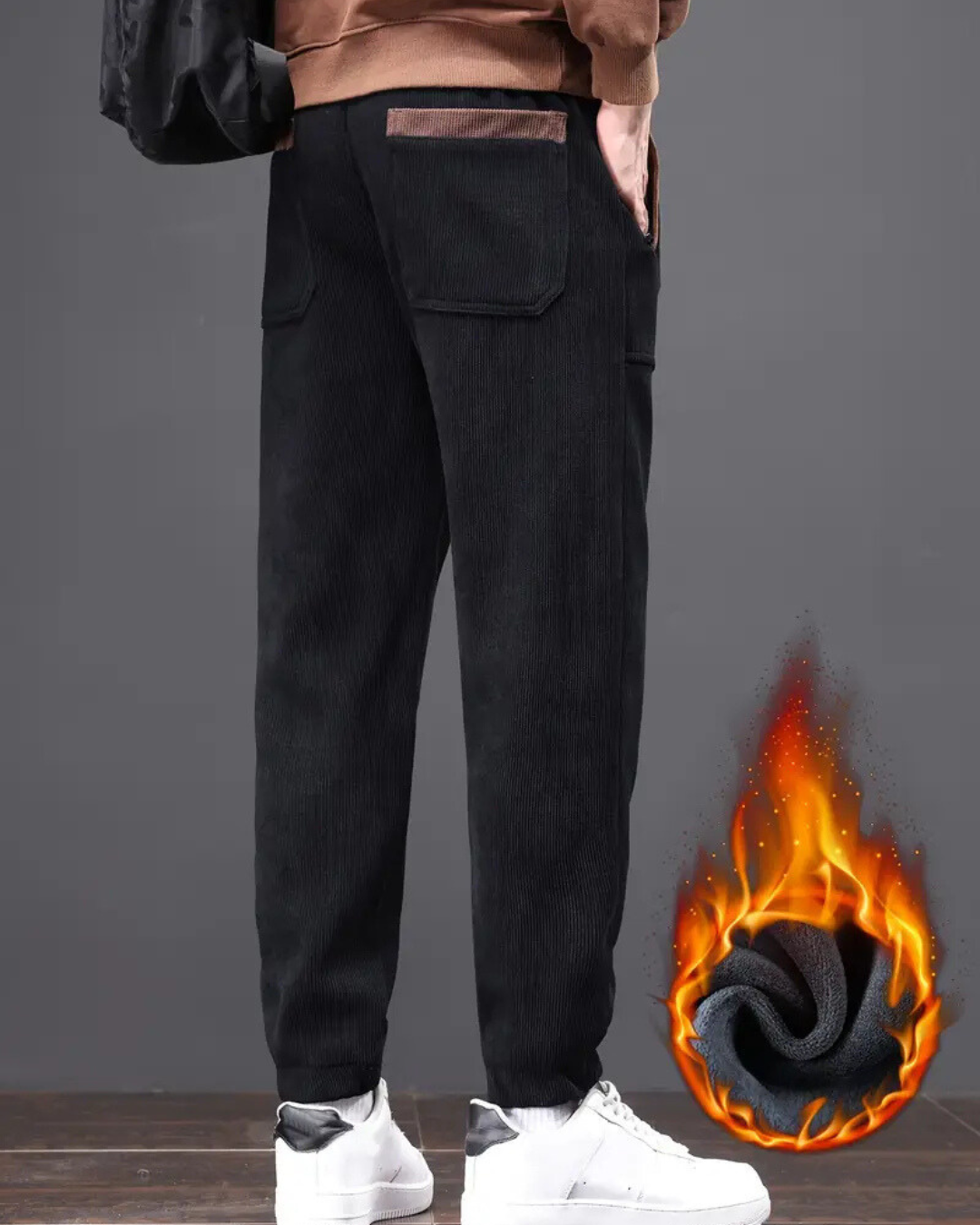 Calças Jogger Casuais para Homem com Forro Polar