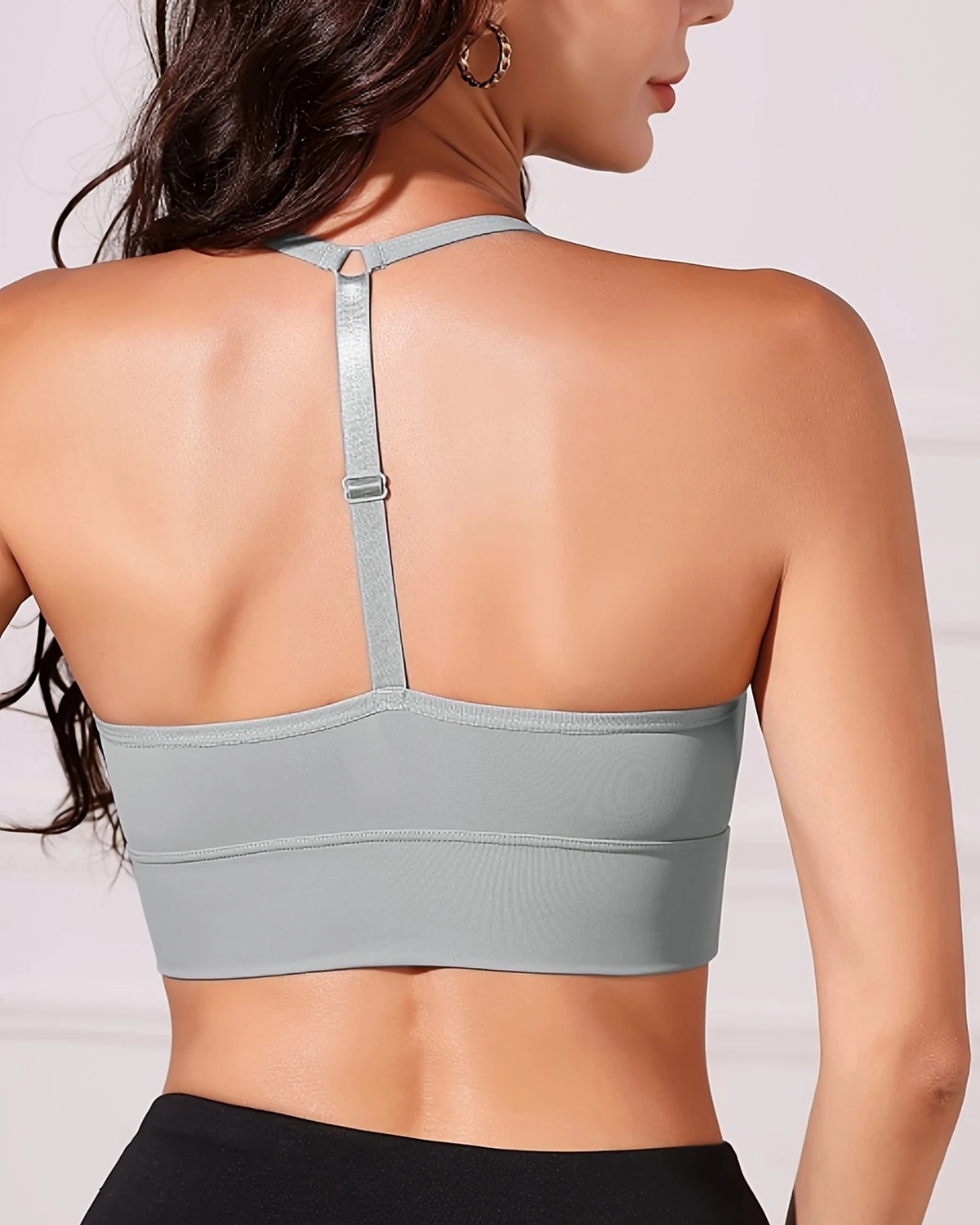 Soutien de desporto sem costuras com decote haltere e tecido elástico (OFERTA 2X1)