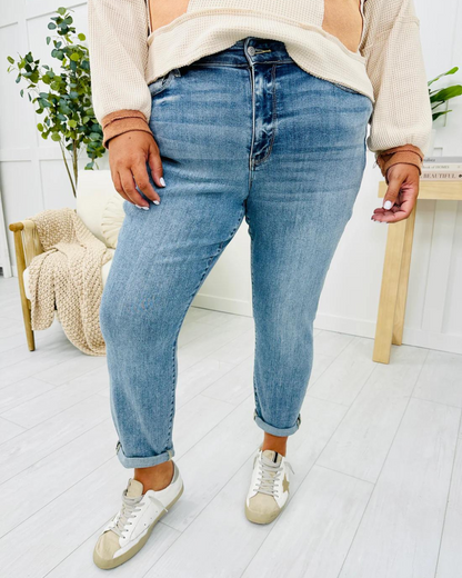 Calças de ganga de cintura média