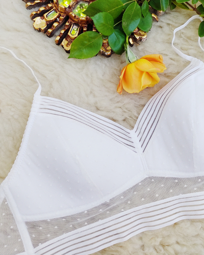 Top Bralette com Renda Transparente e Alças Finas para um Look Confortável e Sofisticado (OFERTA 2X1)