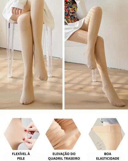 Collants com Forro Polar Super Elásticos Cor de Pele para Mulher