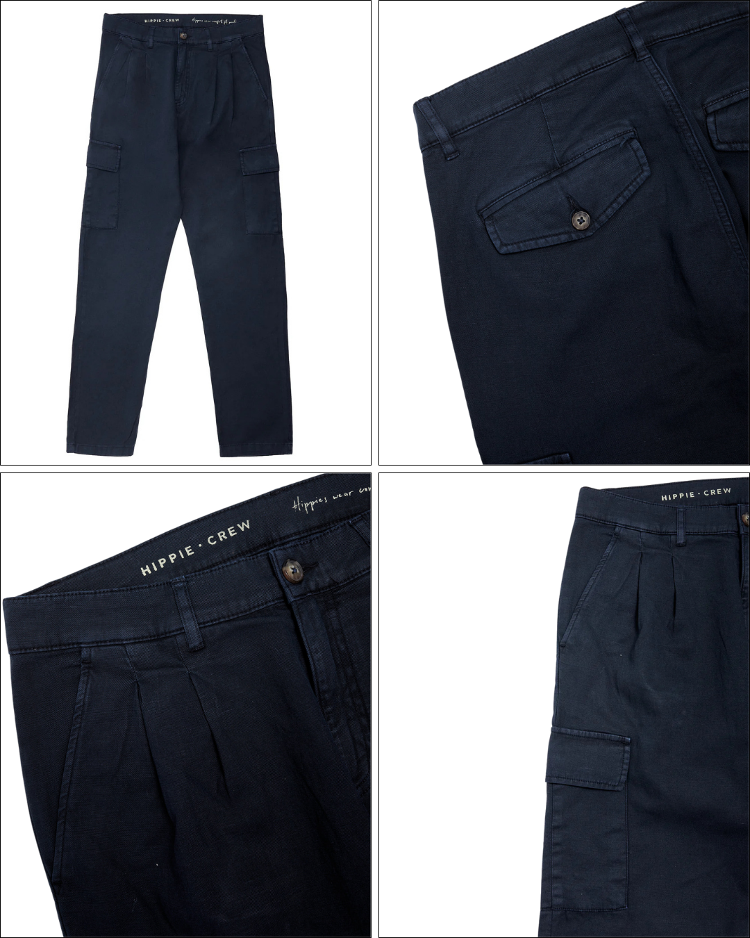 Calças Cargo de Linho de Algodão para Homem