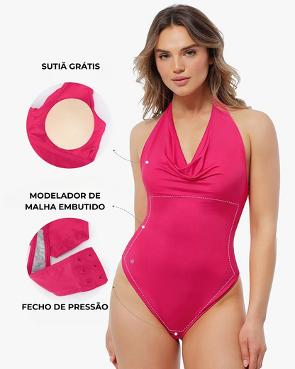 Body Modelador com Decote Solto e Controlo da Barriga para um Realce Elegante da Figura