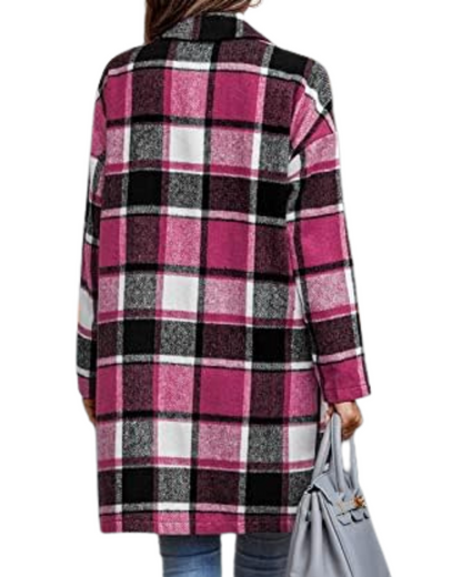 Casaco clássico estilo xadrez para mulher