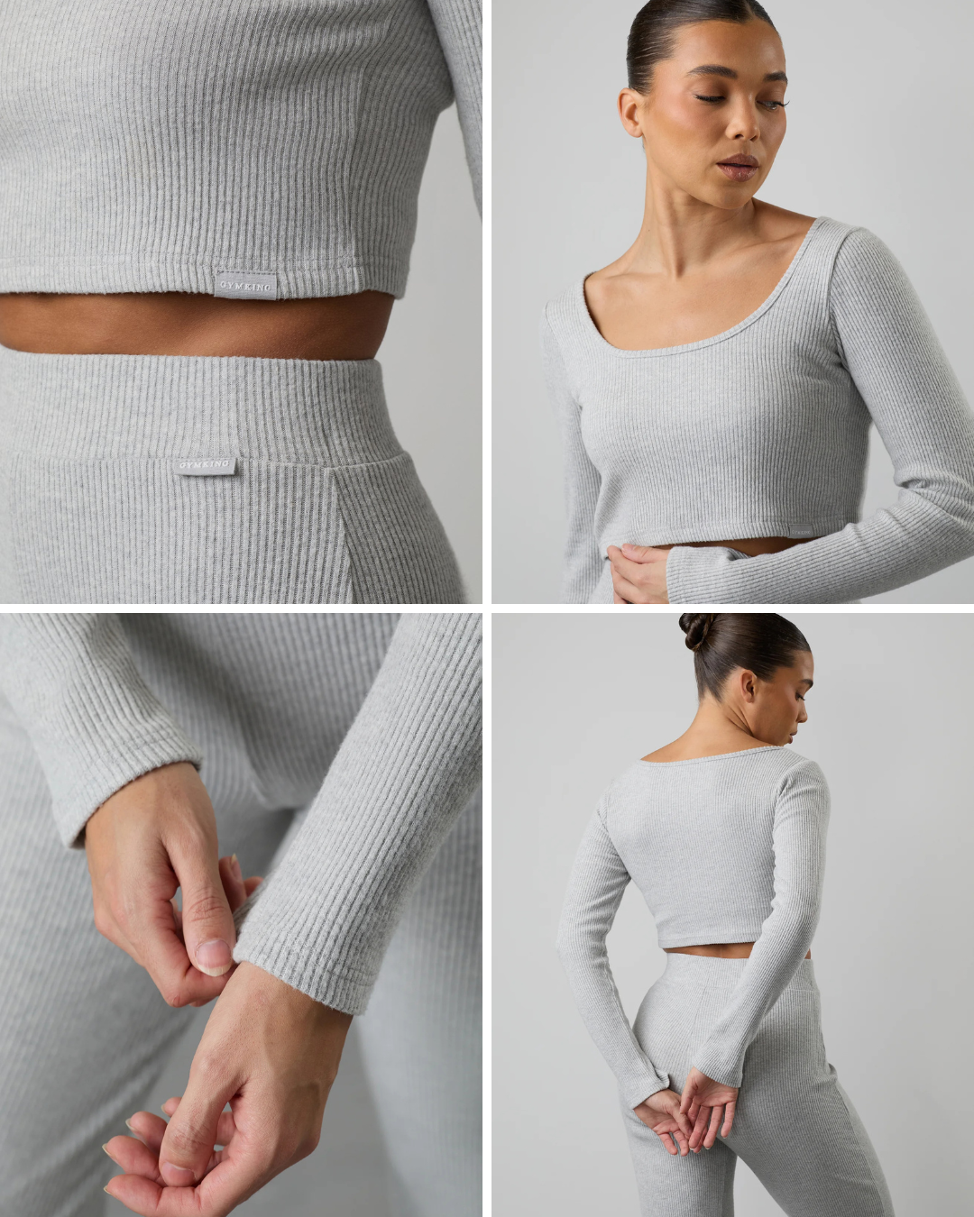 Conjunto de Manga Comprida com Decote Quadrado e Calças com Abertura