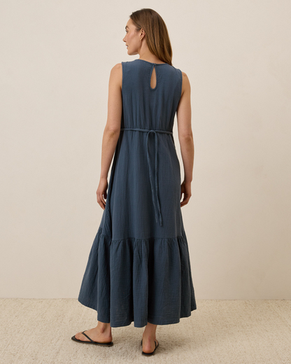 Vestido de linho solto para mulher