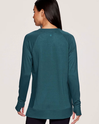 Camisola de Manga Comprida com Gola Redonda e Corte Largo para Mulher