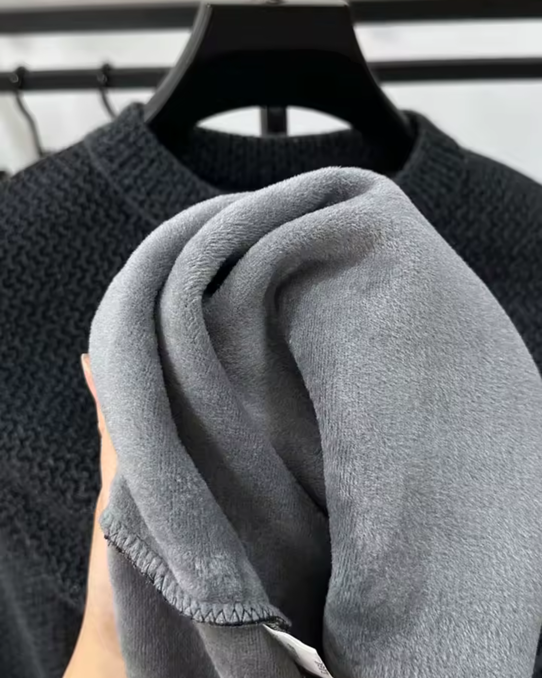 Jersey de Malha Texturizada para Homem com Gola Redonda para o Inverno