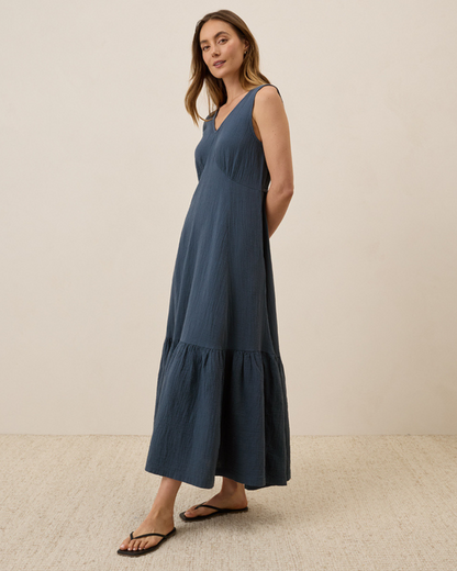 Vestido de linho solto para mulher