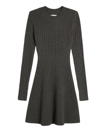 Vestido Tipo Suéter de Manga Longa com Gola Redonda para Mulheres