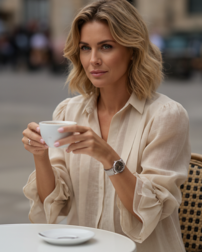 Cardigan Casual com Gola de Lapela para mulher