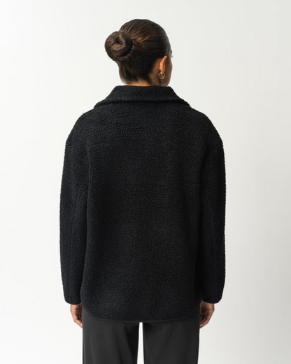 Casaco de Lã com Fecho de Correr à Frente e Gola Alta