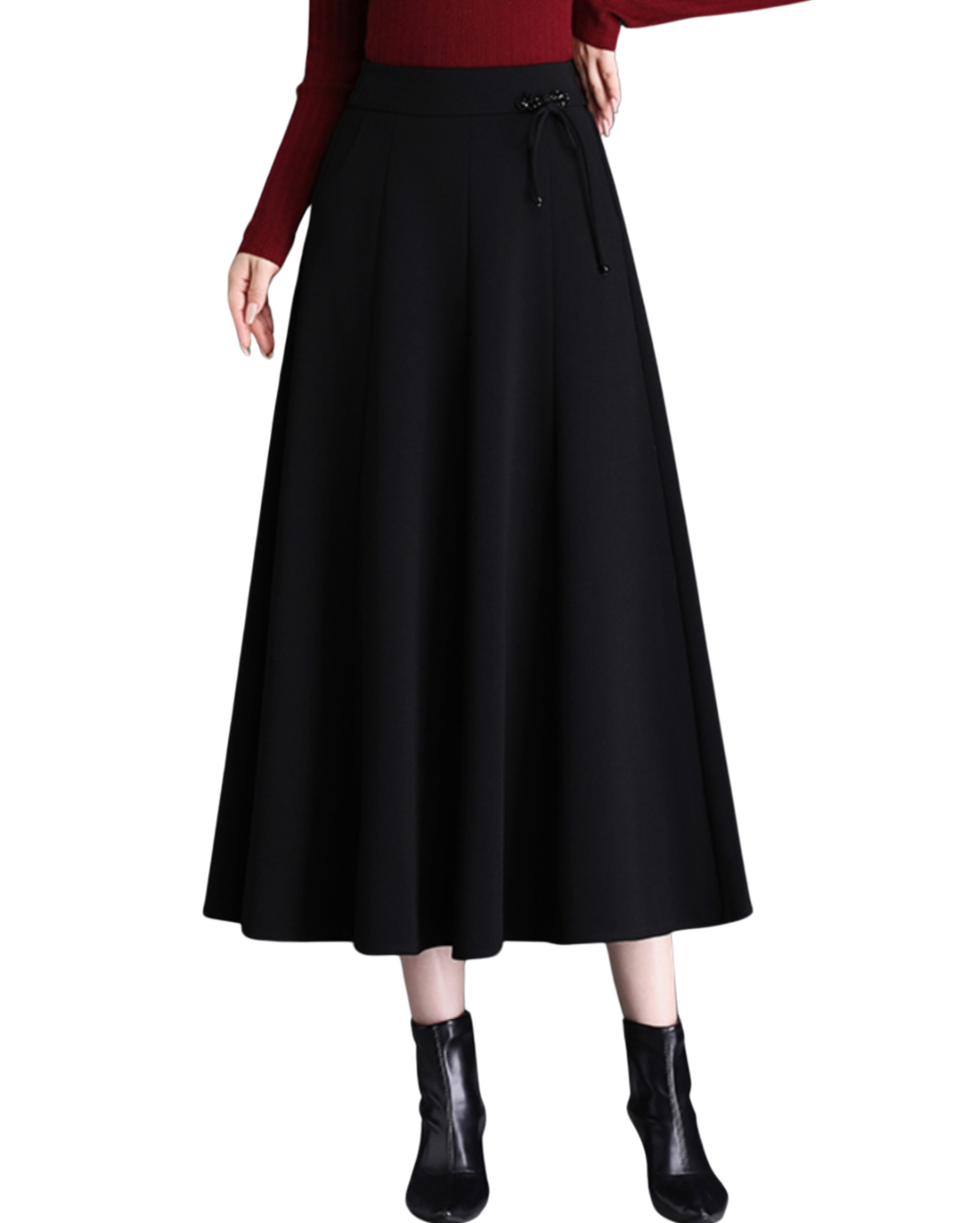 Saia Comprida Larga para Mulher com Bainha de 8 Pregas