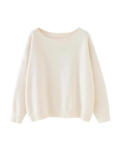 Camisola de gola redonda larga para mulher