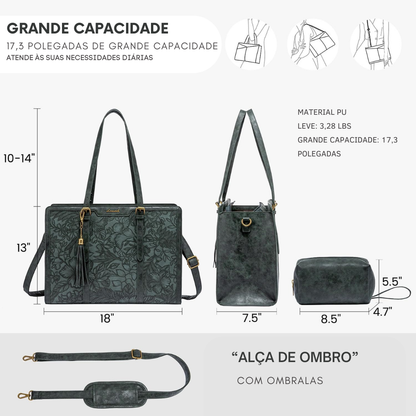 Bolsa feminina vintage de couro para laptop