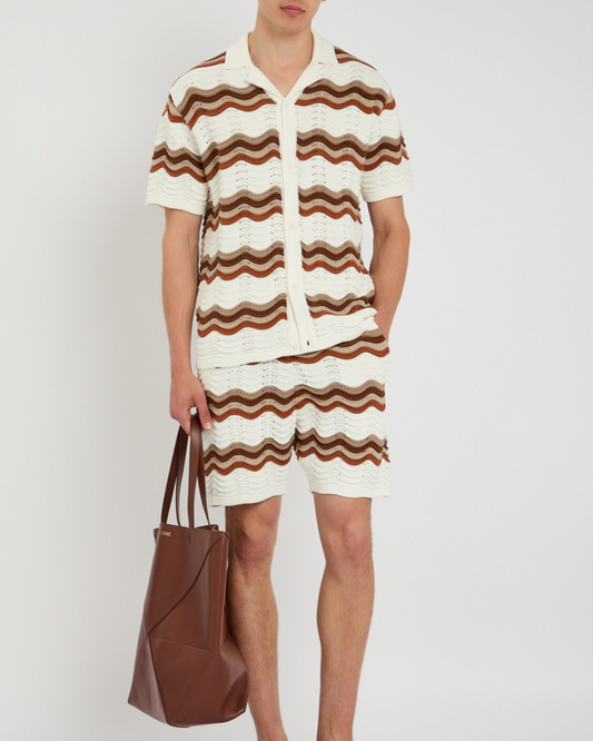 Conjunto às riscas em croché para homem