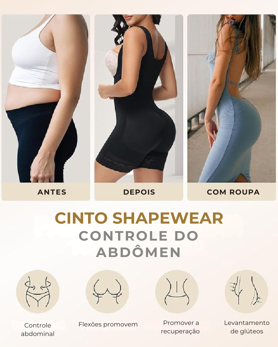 Cinta de Abdominoplastia Vestuário de Compressão para Mulher