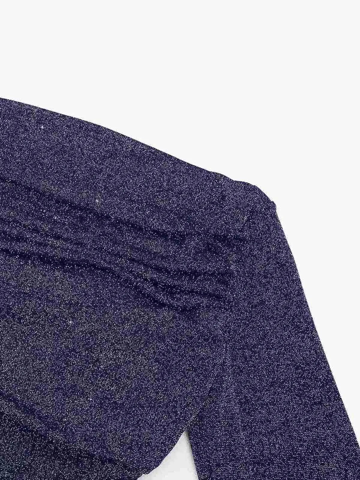 Body Modelador de Manga Longa com Tecido Metalizado Brilhante